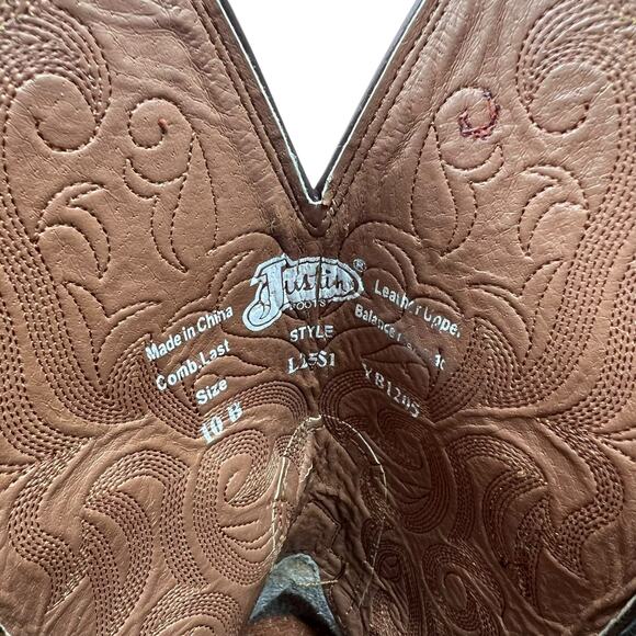 Justin Womens Sorrell Apache Stampede Western Cowgirl Leather Boots Sz 10B - Picture 14 of 16